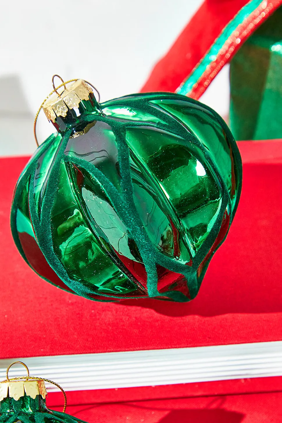 6" Green Glass Ornament