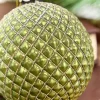 4" Green Glass Quilted Glitter Check Ball Ornament