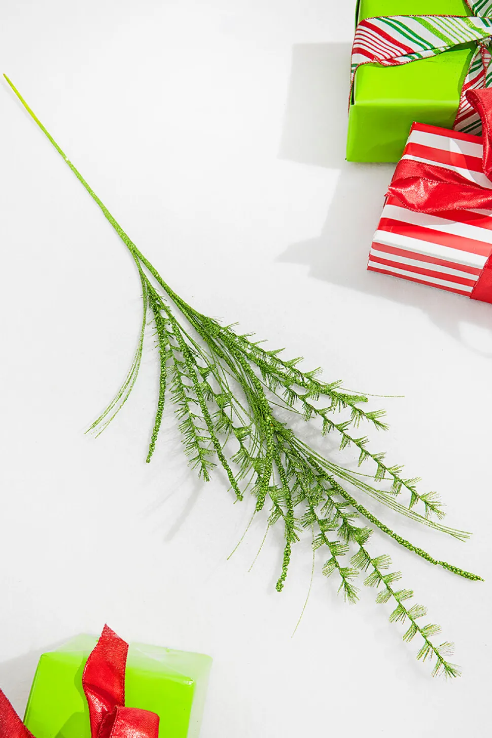 35” Green Glitter Grass Spray