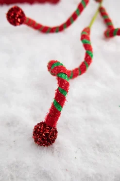 24” Green & Red Curly Stem with Ball