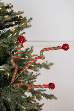 24” Green & Red Curly Stem with Ball