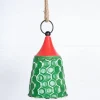 9” Green/Red Metal Bell Ornament