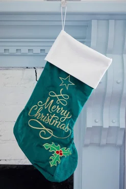 Green Stocking with Merry Christmas