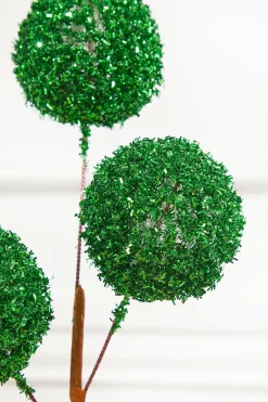 18" Green Tinsel Ball Pick
