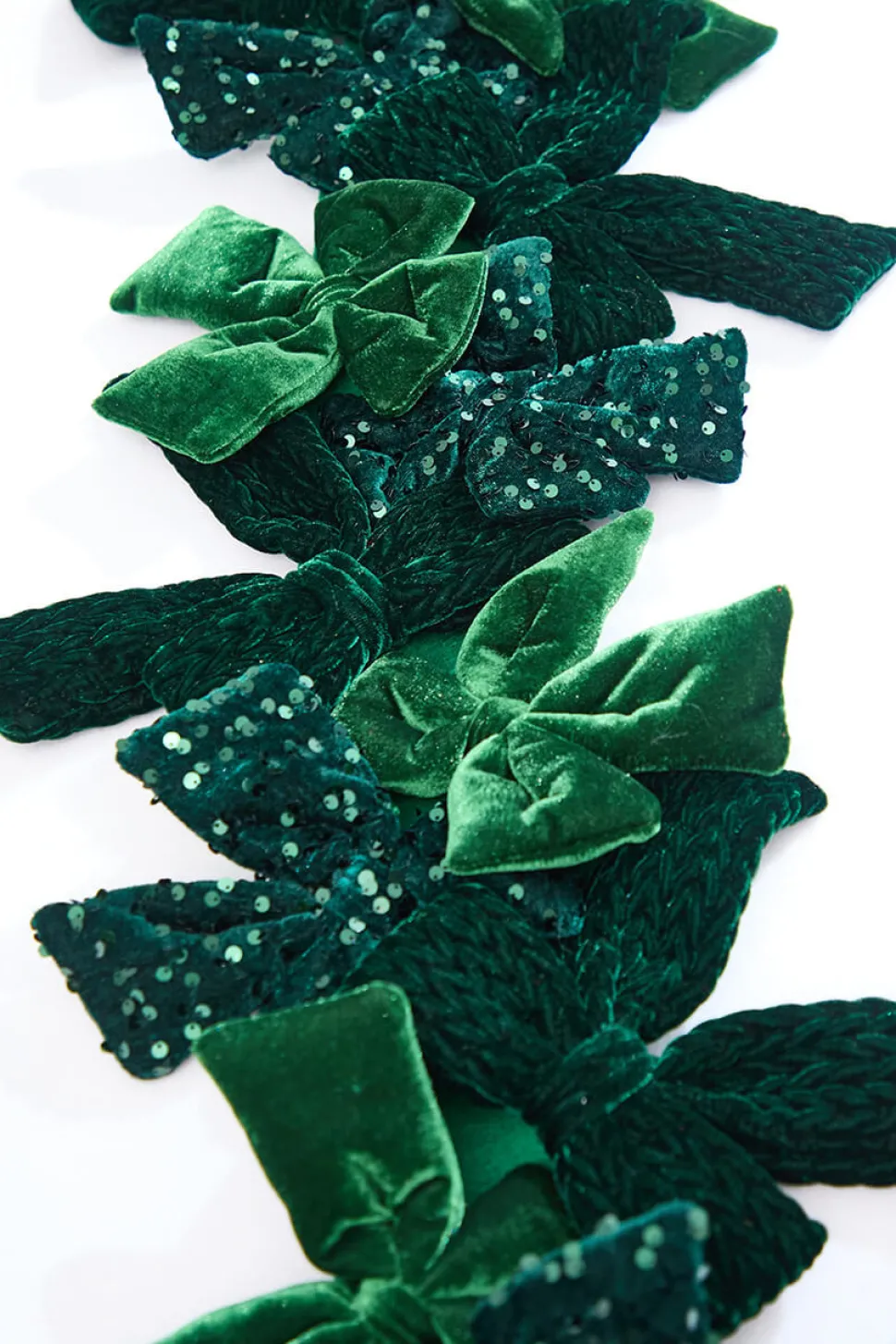 48" Green Velvet Sequin Bow Garland