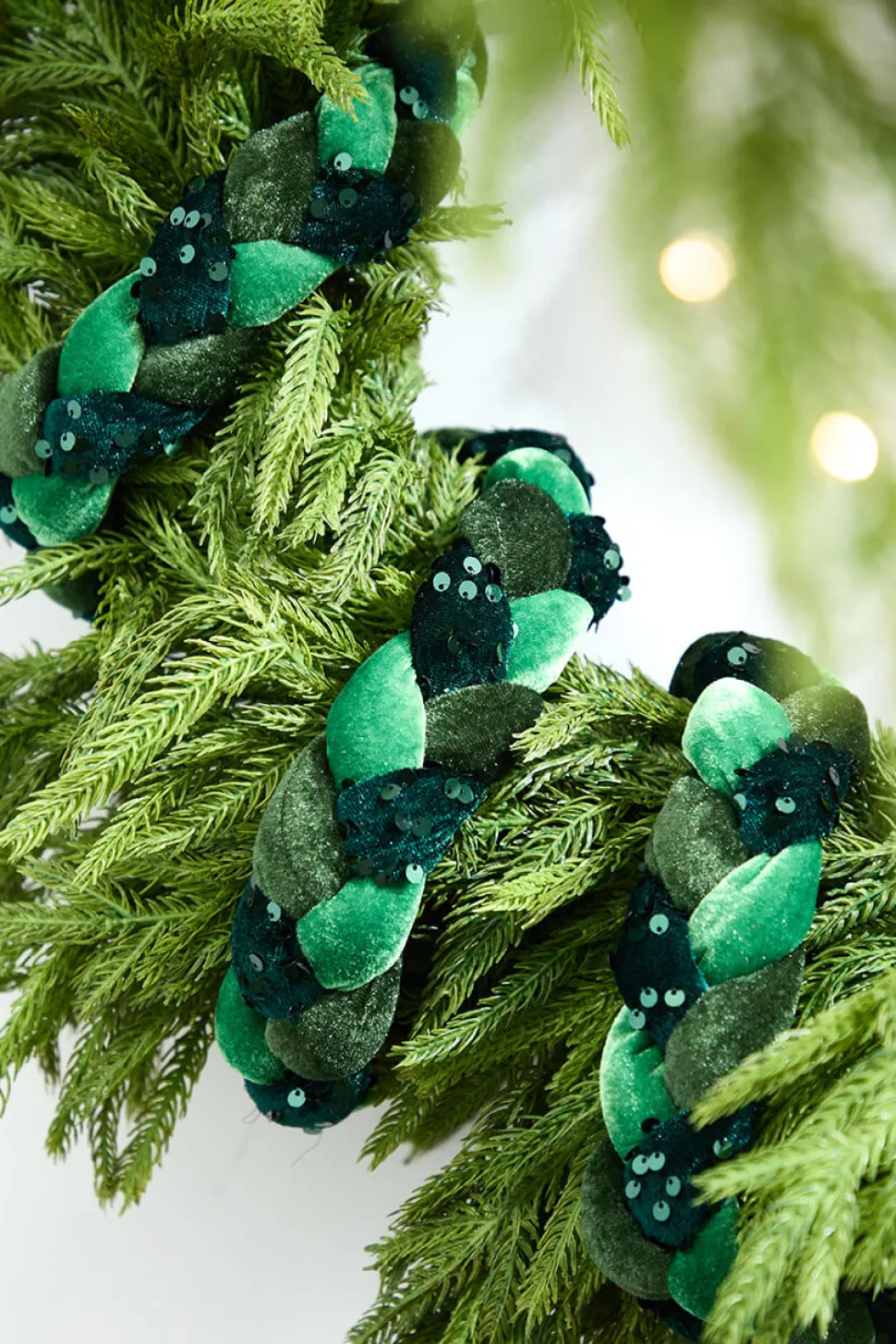 66" Green Velvet Sequin Braided Roping
