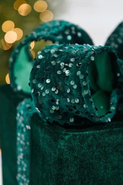 12" Green Velvet Sequin Gift Box