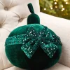 10" Green Velvet with Sequin Bow Ornament