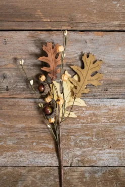 12” Harvest Wood Leaf Pick with Berry