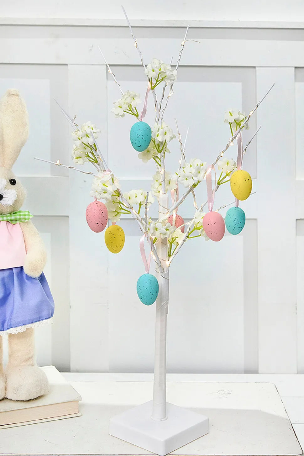 2'H B/O Lighted Easter Tabletop Tree w/ 58 WW Micro LED Lights
