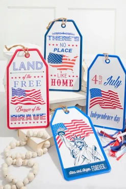 12"H Metal Embossed Americana Wall Hanging Tag