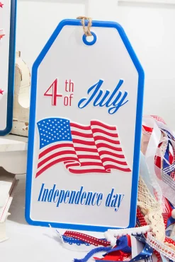 12"H Metal Embossed Americana Wall Hanging Tag