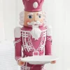 20"H Nutcracker with Tray - Pink & White