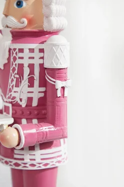 20"H Nutcracker with Tray - Pink & White