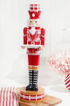 20"H Nutcracker with Tray - Red & White