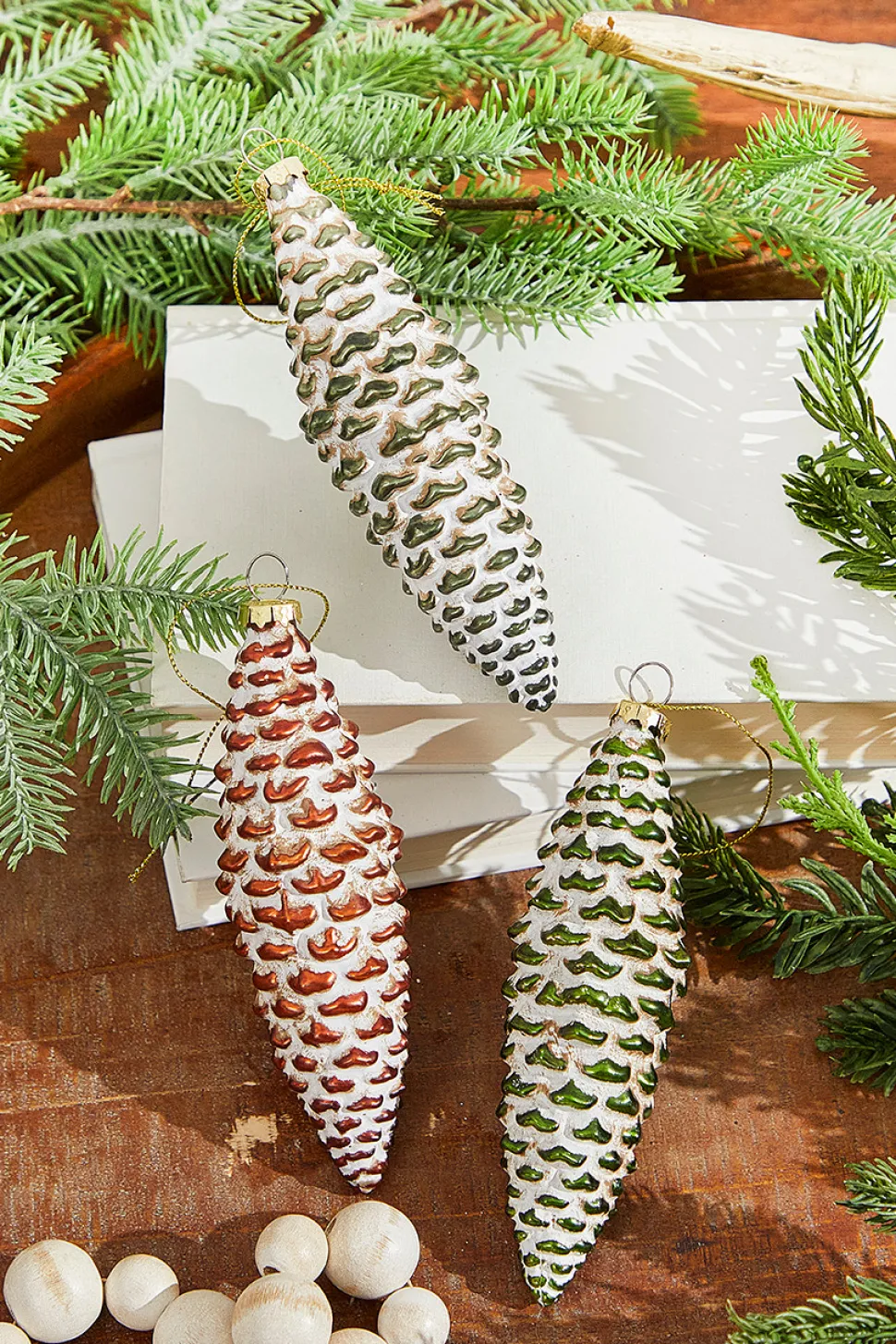 6” Holiday Pinecone Glass Ornament