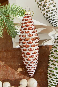 6” Holiday Pinecone Glass Ornament