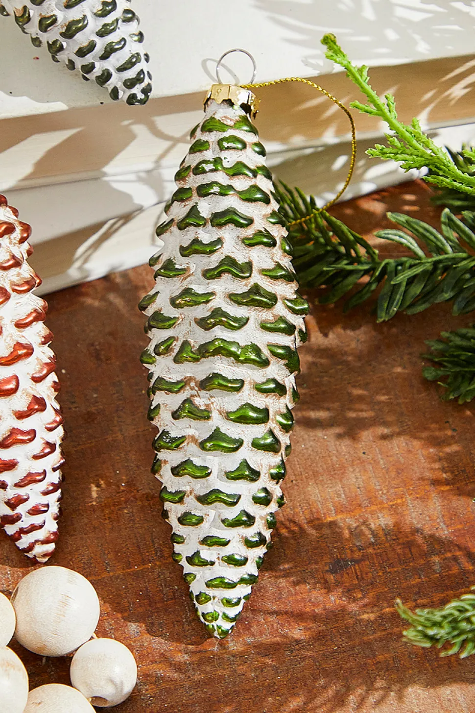 6” Holiday Pinecone Glass Ornament