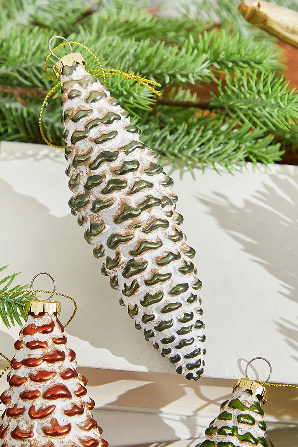 6” Holiday Pinecone Glass Ornament