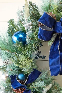 30" Holiday Pine & Pinecone Wreath with Bow Accent