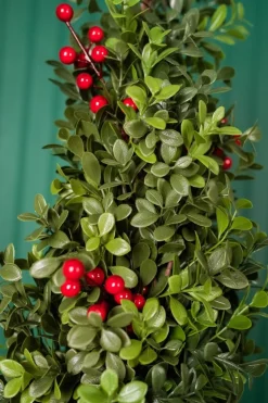 20” Holiday Potted Boxwood Tree W/ Berry