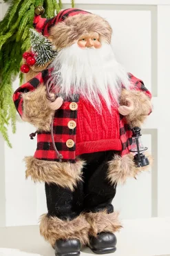 18" Holiday Santa Figurine with Lighted Lantern