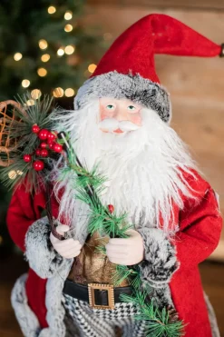 24” Holiday Santa with Houndstooth Pants Figurine