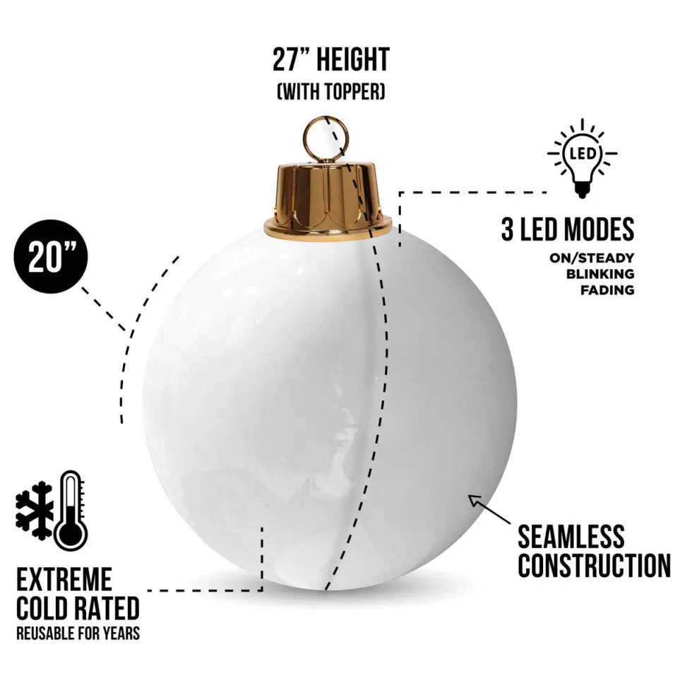 HoliGlow Inflatable LED Ornament - 20" White