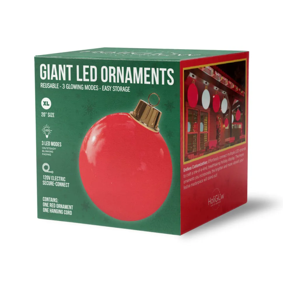 HoliGlow Inflatable LED Ornament - 20" Red