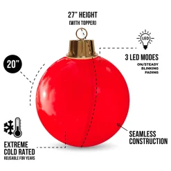 HoliGlow Inflatable LED Ornament - 20" Red