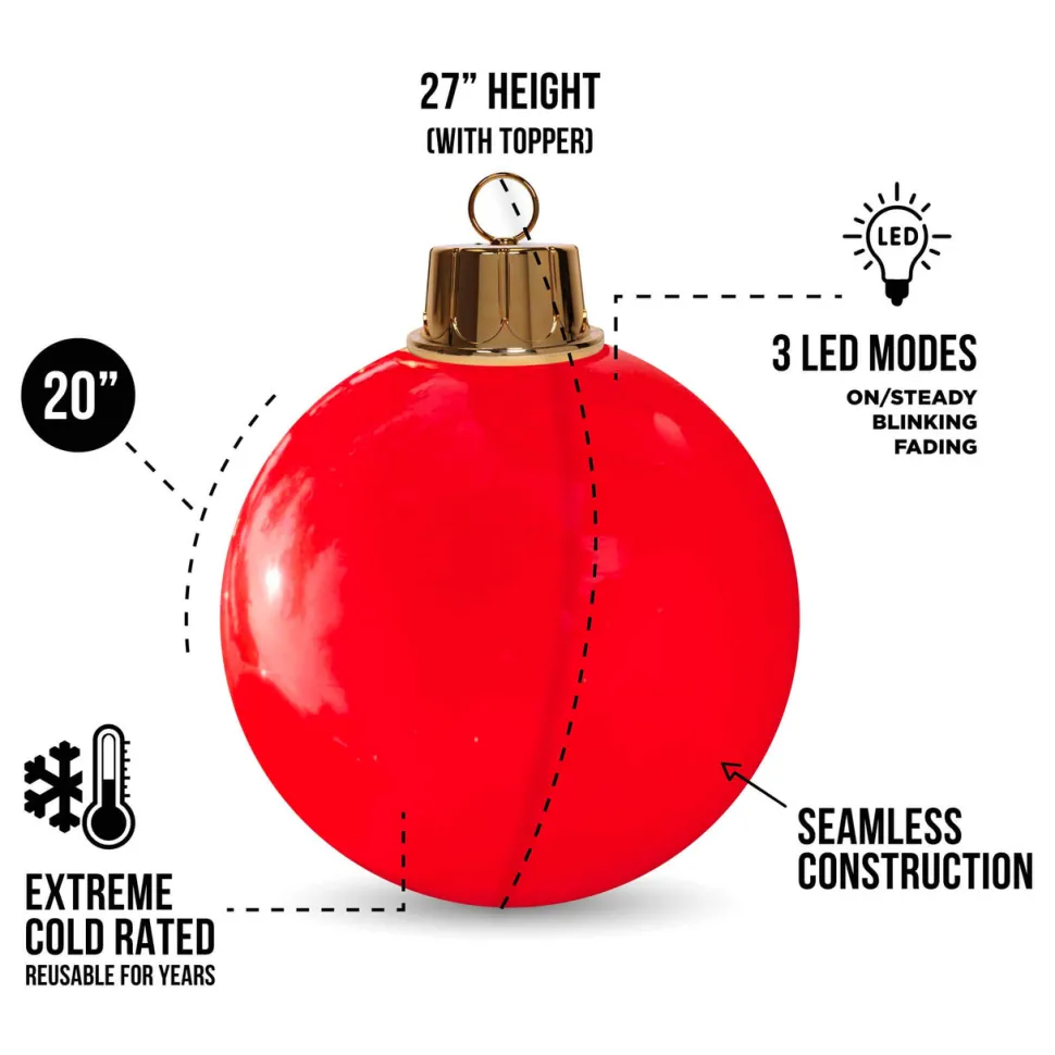 HoliGlow Inflatable LED Ornament - 20" Red