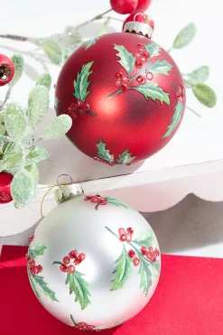 Holly Glass Ornament