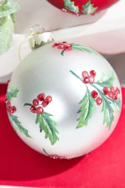 Holly Glass Ornament