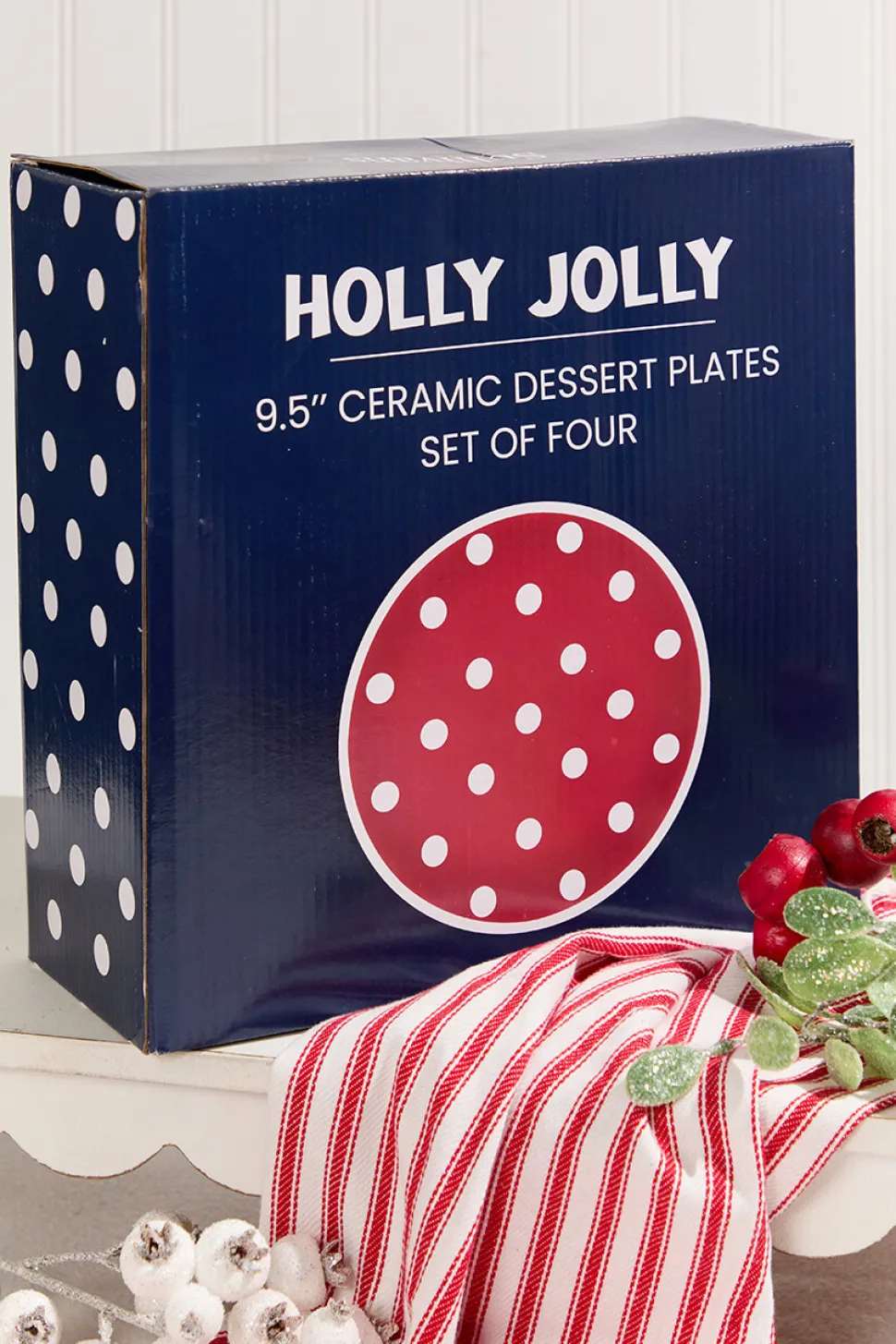 Holly Jolly Polka Dot Dolomite Plates - Set of 4