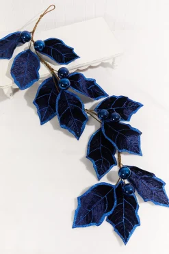 5' Holly Leaves Garland - Royal Blue