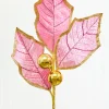 30" Holly Leaves Spray - Pink & Gold