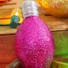 7" Hot Pink Glitter Light Bulb Ornament
