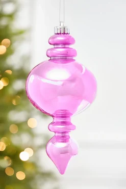 9" Hot Pink Pearlescent Finial Ornament