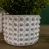 4"H x 5”D Stone Geo Dotted Hobnail Pot