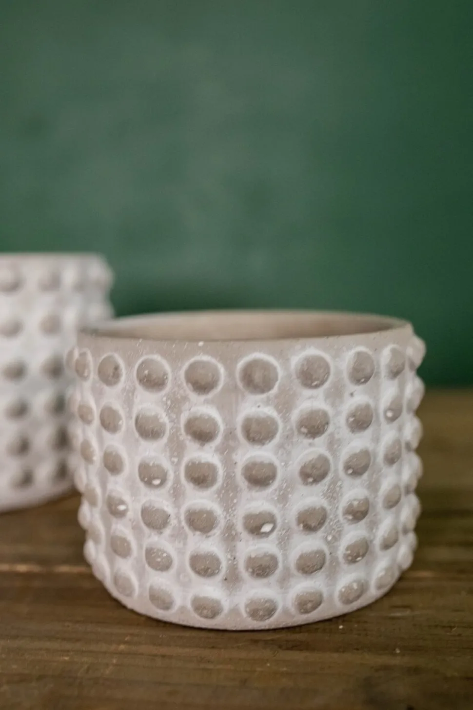 4"H x 5”D Stone Geo Dotted Hobnail Pot