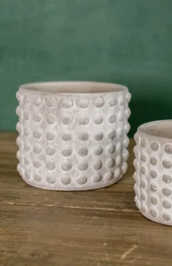 5"H x 6”D Stone Geo Dotted Hobnail Pot
