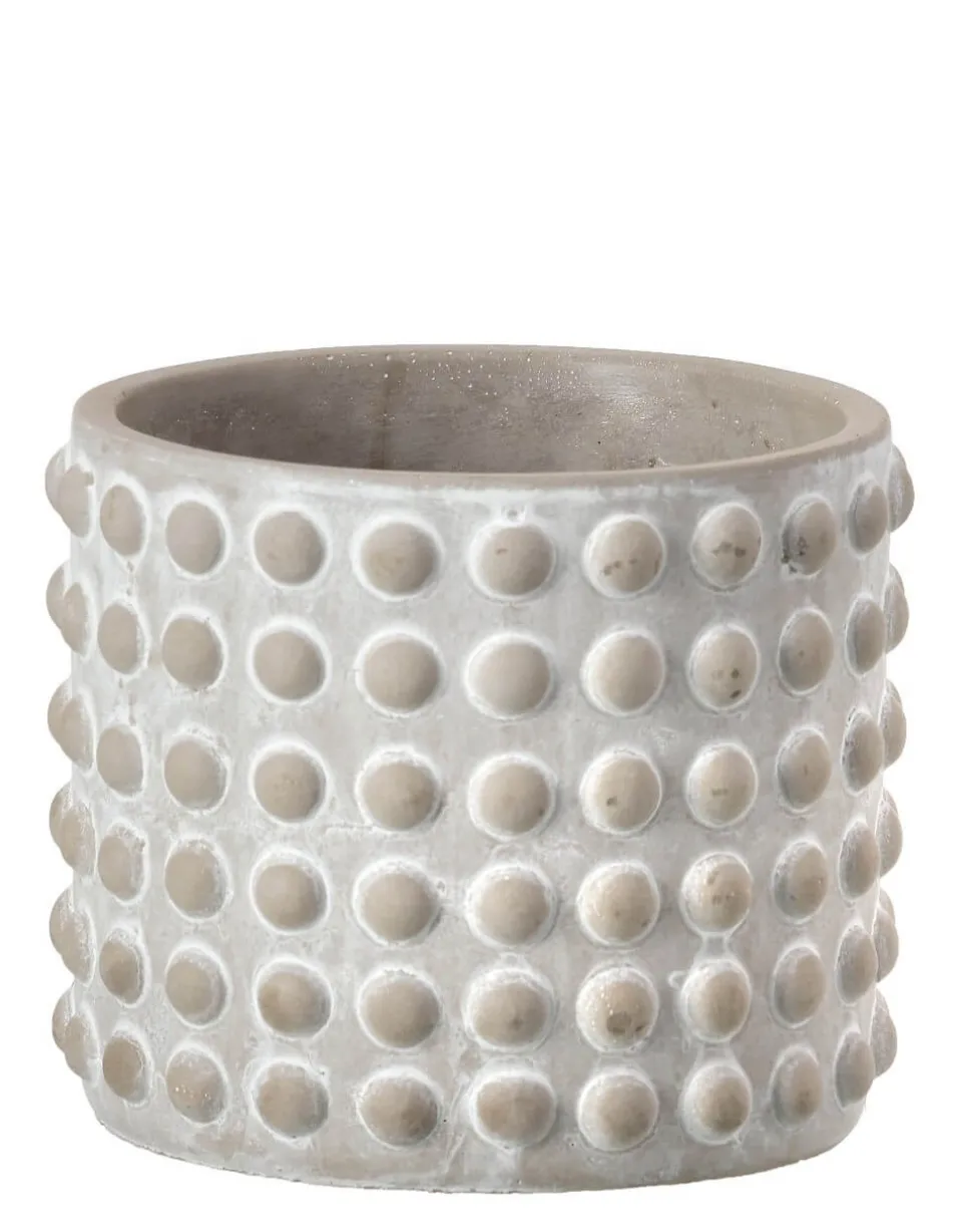 5"H x 6”D Stone Geo Dotted Hobnail Pot