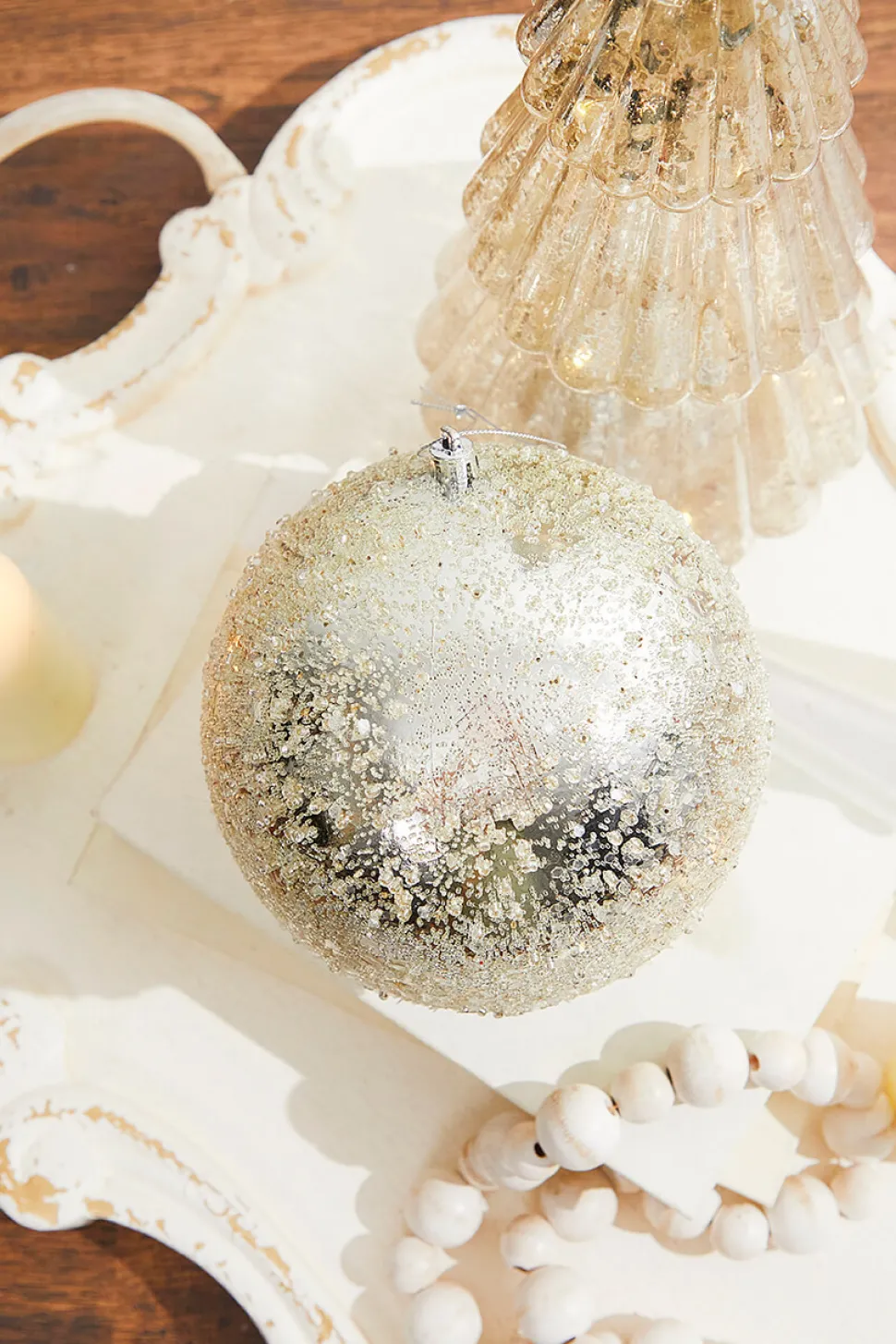 6” Iced Metallic Ball Ornament