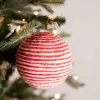5” Iced Peppermint Stripe Ball Ornament