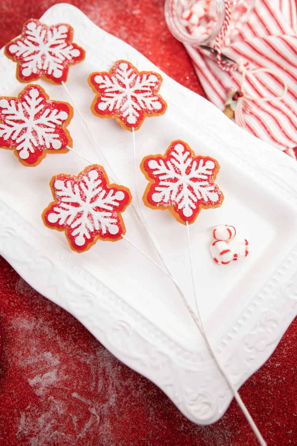 26” Iced Red and White Snowflake Spray