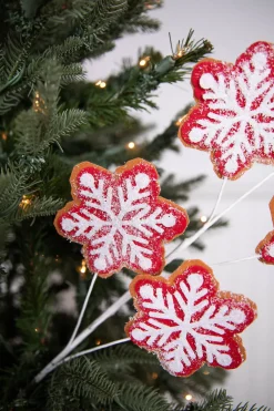 26” Iced Red and White Snowflake Spray