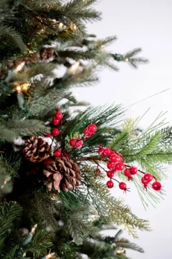 25” Ice Mixed Pine Berry Pinecone Spray