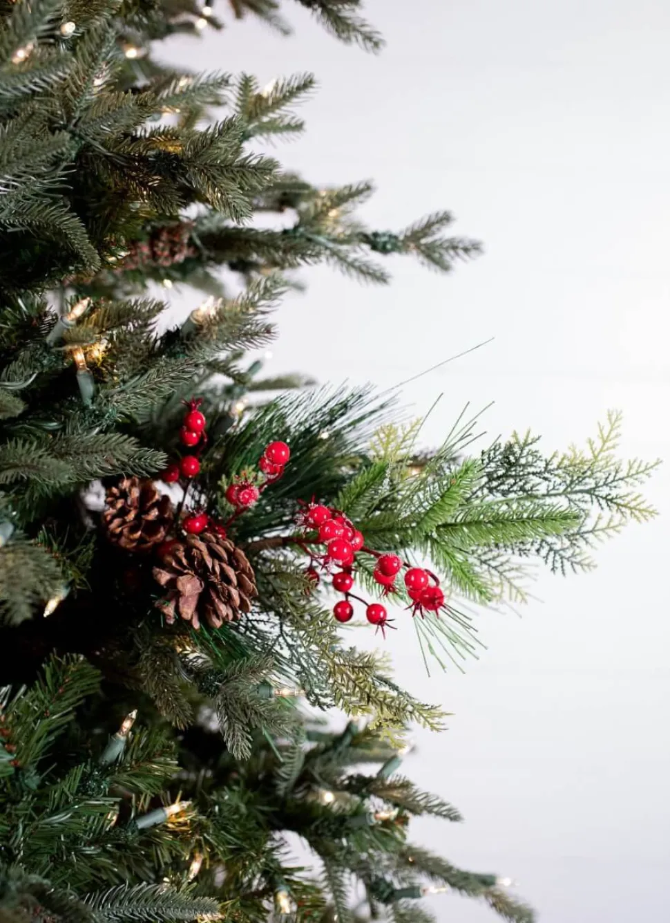 25” Ice Mixed Pine Berry Pinecone Spray