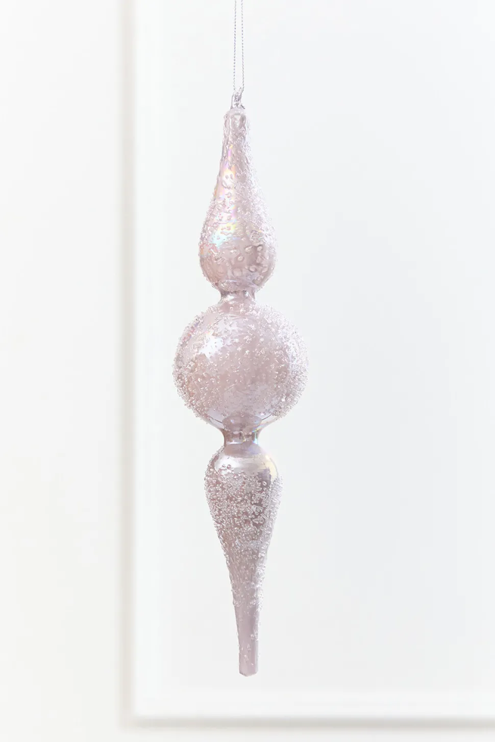 12" - 13" Iridescent Glitter Finial Glass Ornament