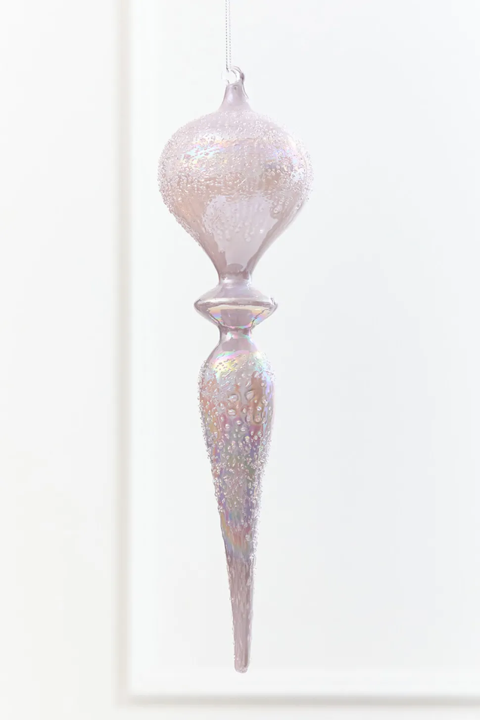 12" - 13" Iridescent Glitter Finial Glass Ornament